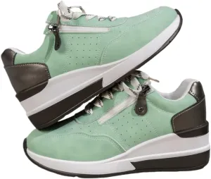 Women's Fashion Sneakers Low-Top Lace-Up Casual Solid Color Shoes with Side Zipper Comfortable Lightweight Casual Walking Shoes