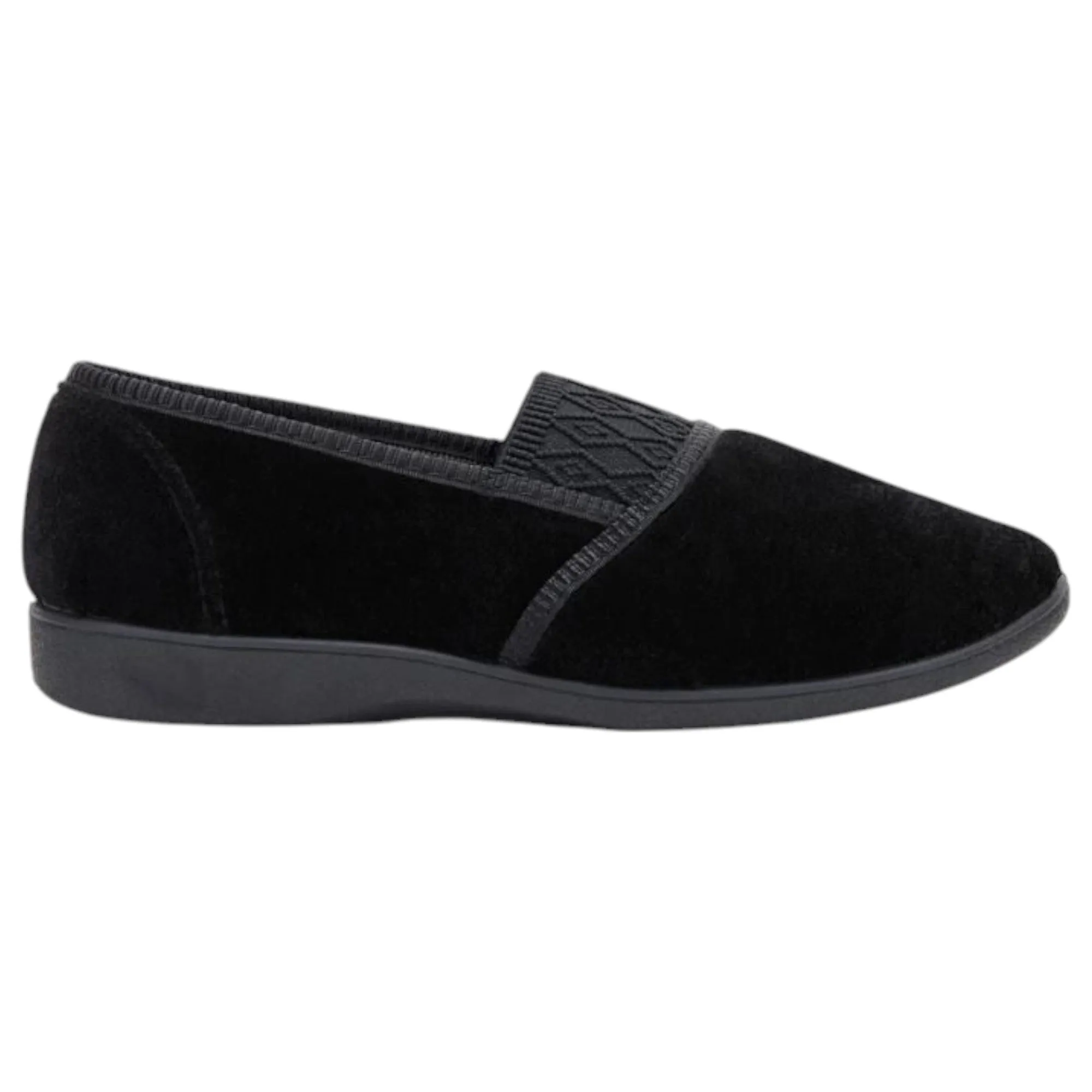 Womens Grosby Candy Black Slippers Slip On Flats Ladies Shoes