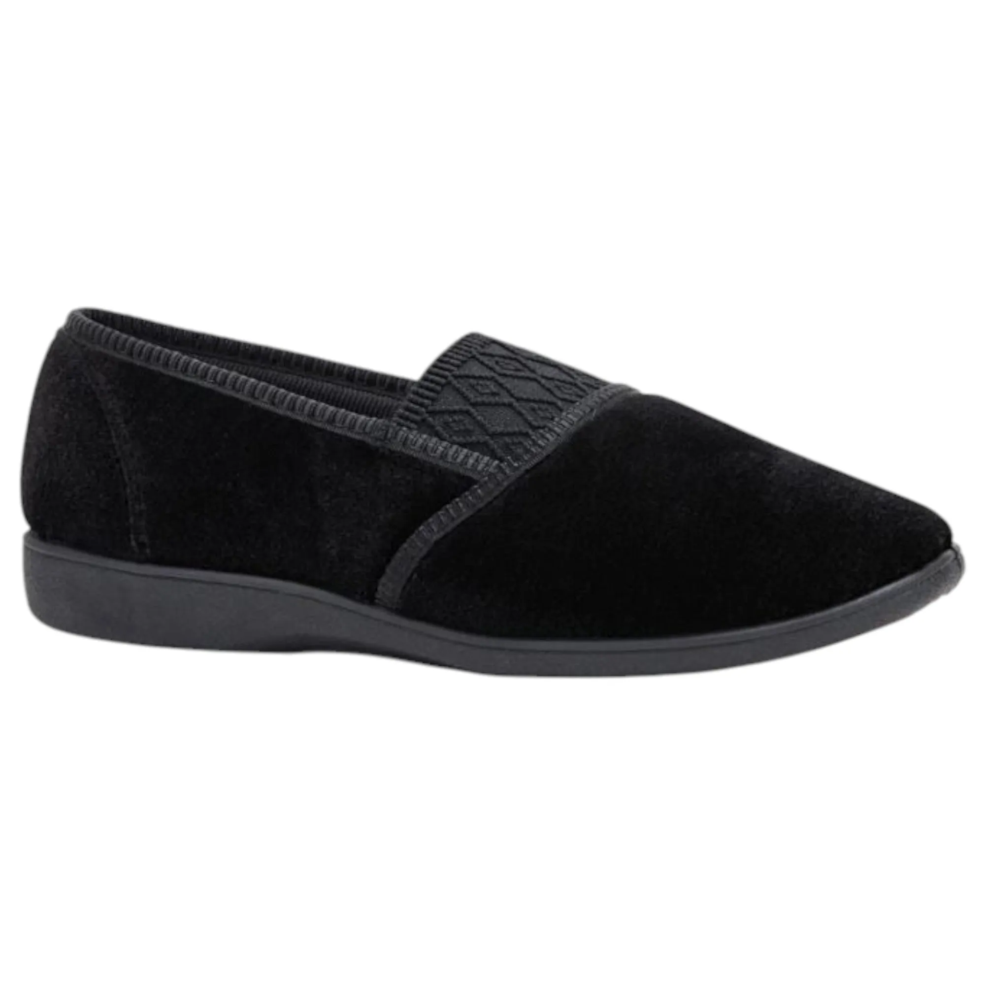Womens Grosby Candy Black Slippers Slip On Flats Ladies Shoes