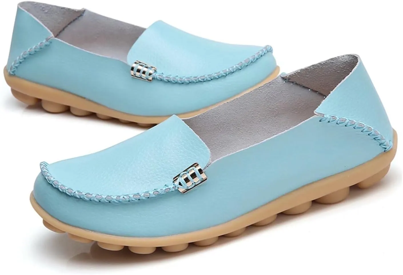 Women's Leather Casual Slipper Loafers Moccasins Driving Shoes Flat Slip On