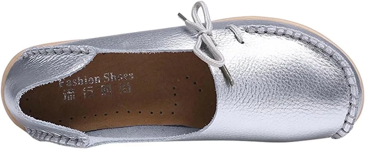 Women's Leather Slipper Loafers Flat Shoes Slip-Ons