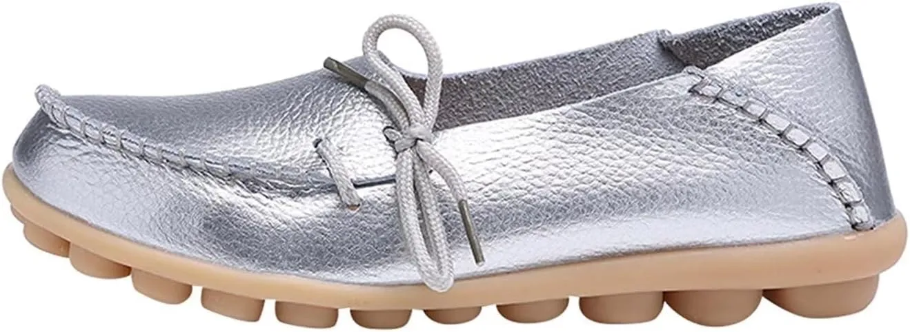 Women's Leather Slipper Loafers Flat Shoes Slip-Ons
