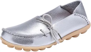 Women's Leather Slipper Loafers Flat Shoes Slip-Ons