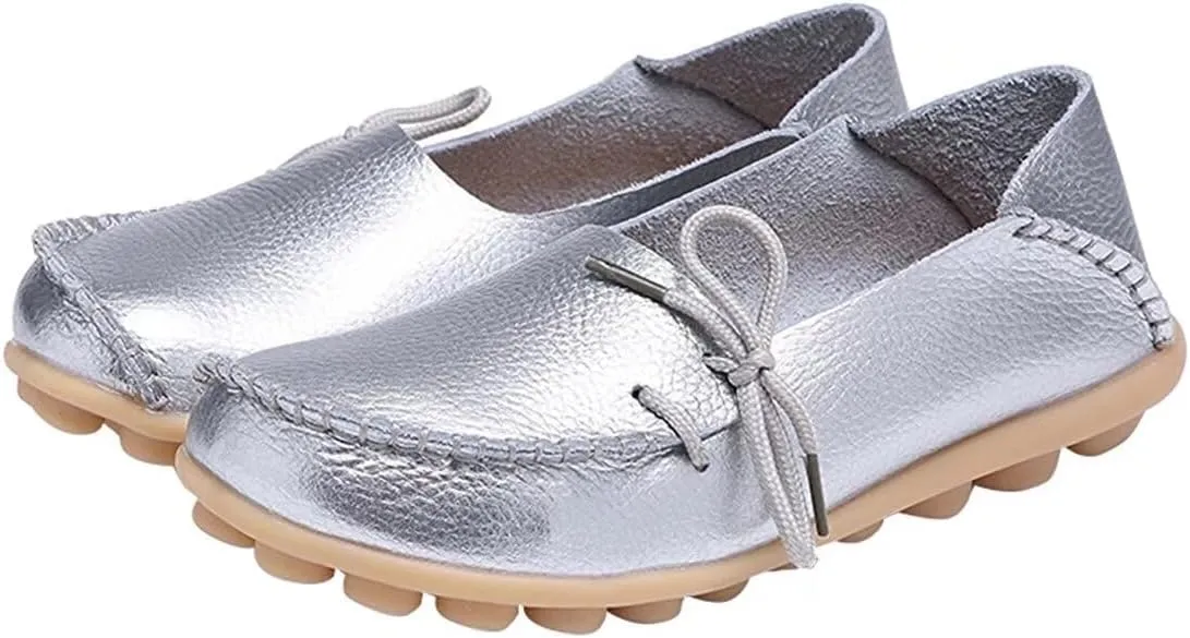 Women's Leather Slipper Loafers Flat Shoes Slip-Ons