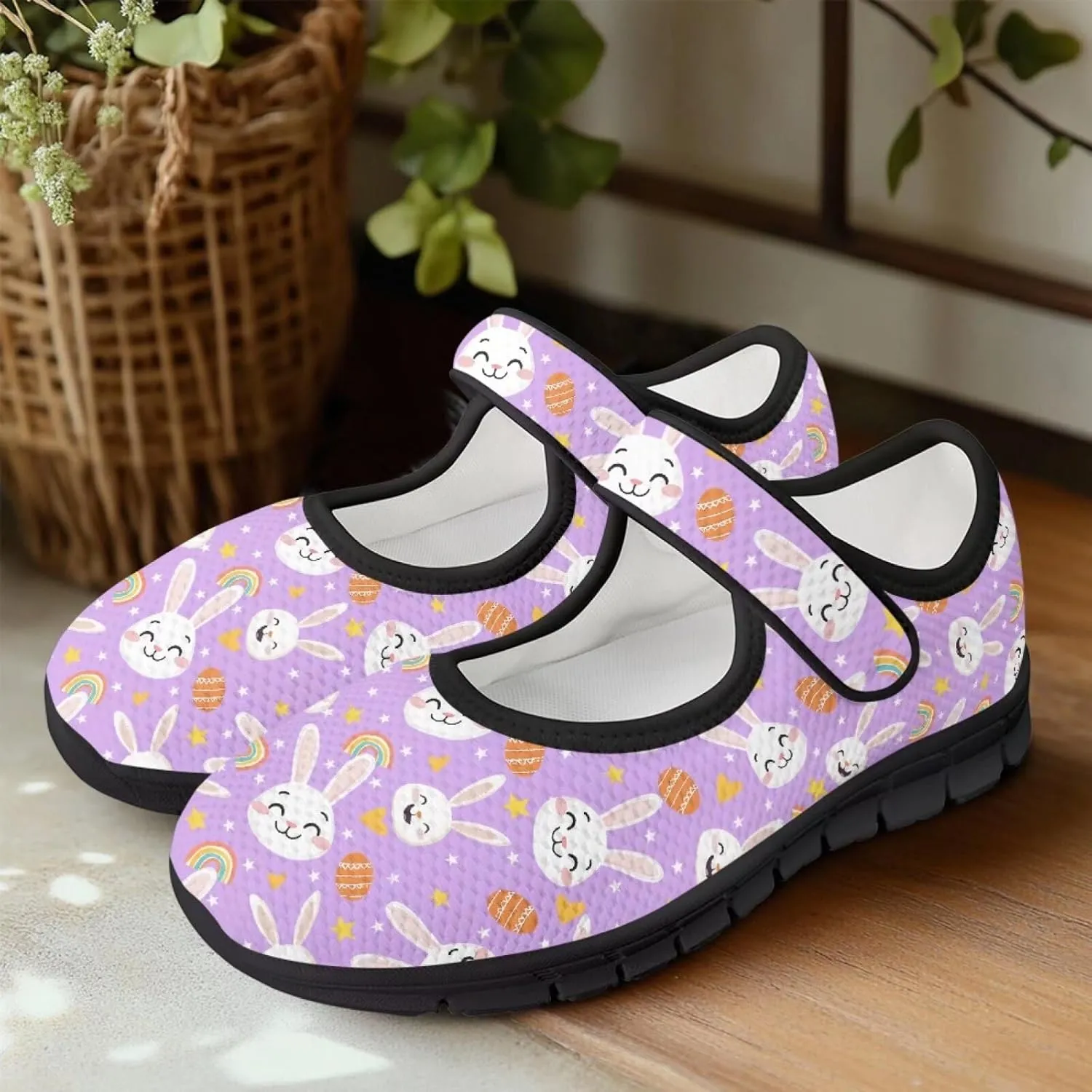 Women's Mary Jane Shoes Breathable Casual Walking Sneakers Closed Toe Fashion Lightweight Office Work Flats