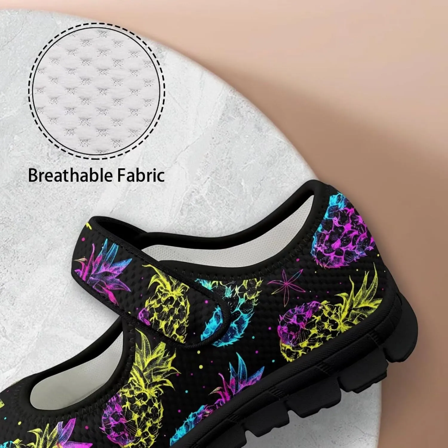 Womens Mary Jane Sneakers Breathable Mesh Casual Shoes Lightweight Non Slip Comfort Flats for Walking Tennis