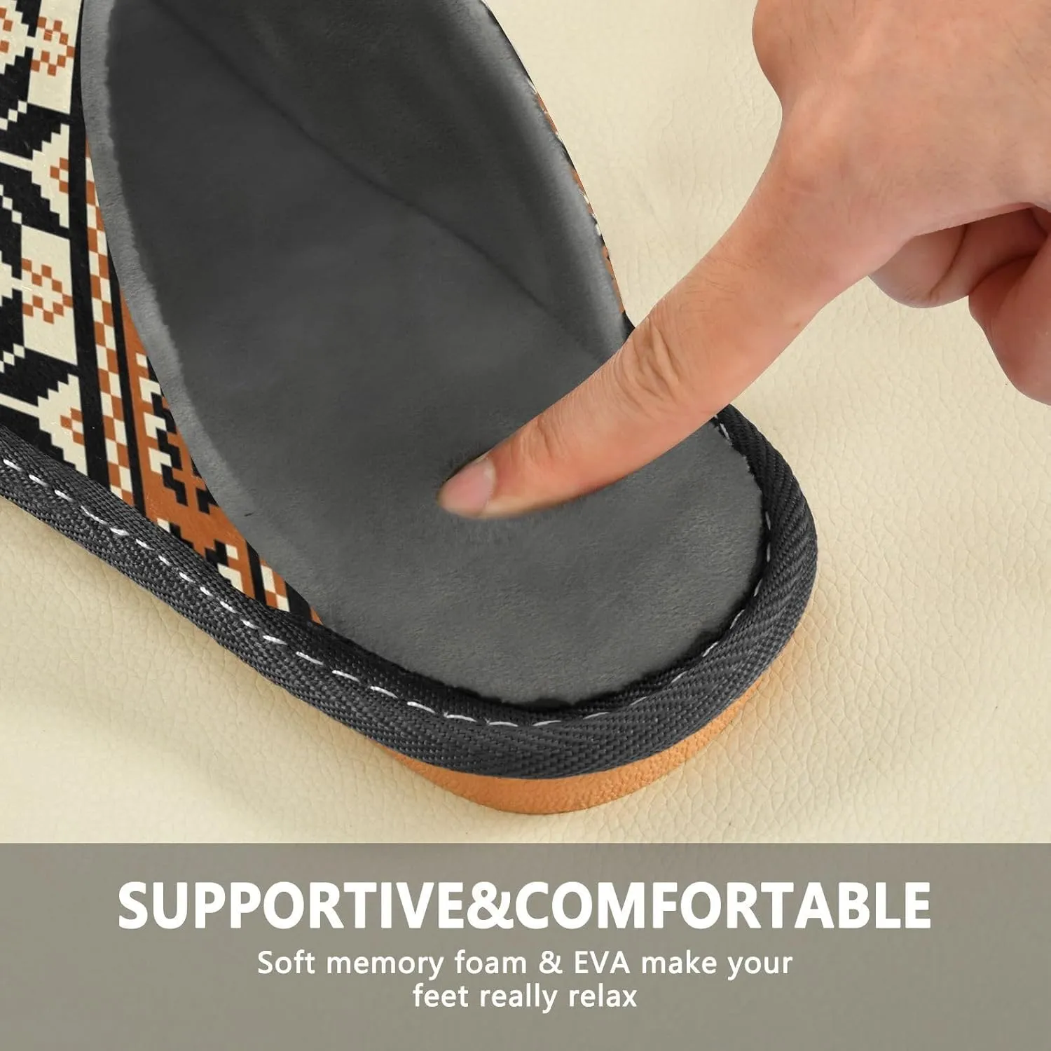 Women's Mens Cosy Slippers, Nordic Knitted Pattern Casual Unisex Slip-On Breathable Memory Foam Scuff Lazy Daily House Shoes for Indoor/Outdoor Size 4-11