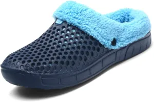 Women's Men's Indoor Outdoor Cotton Slippers Garden Clogs Breathable Mesh Lightweight Non-Slip Sole Winter Warm Shoes