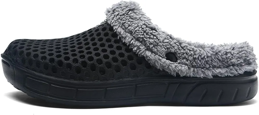 Women's Men's Indoor Outdoor Cotton Slippers Garden Clogs Breathable Mesh Lightweight Non-Slip Sole Winter Warm Shoes