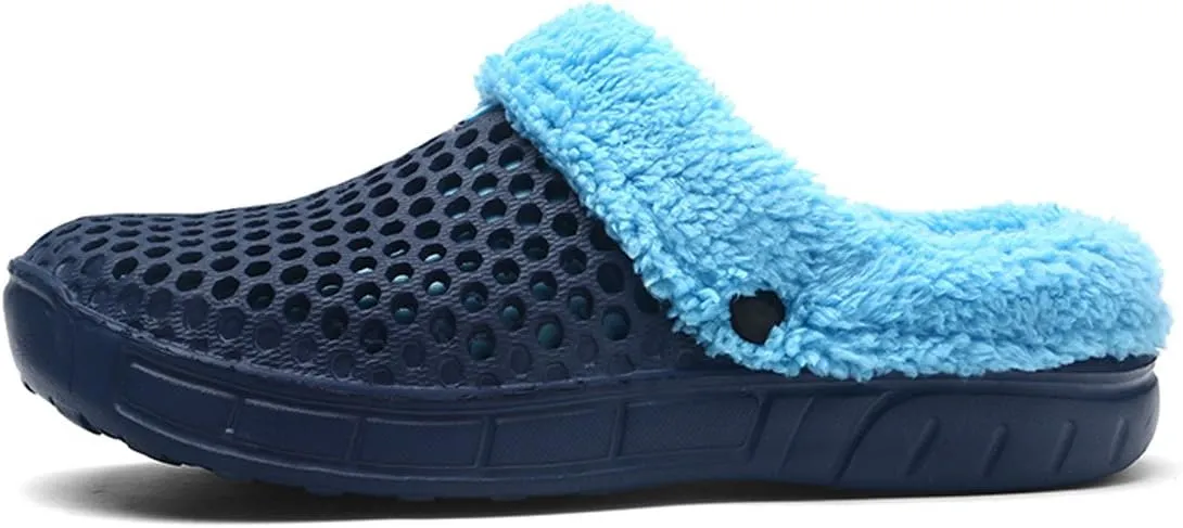 Women's Men's Indoor Outdoor Cotton Slippers Garden Clogs Breathable Mesh Lightweight Non-Slip Sole Winter Warm Shoes