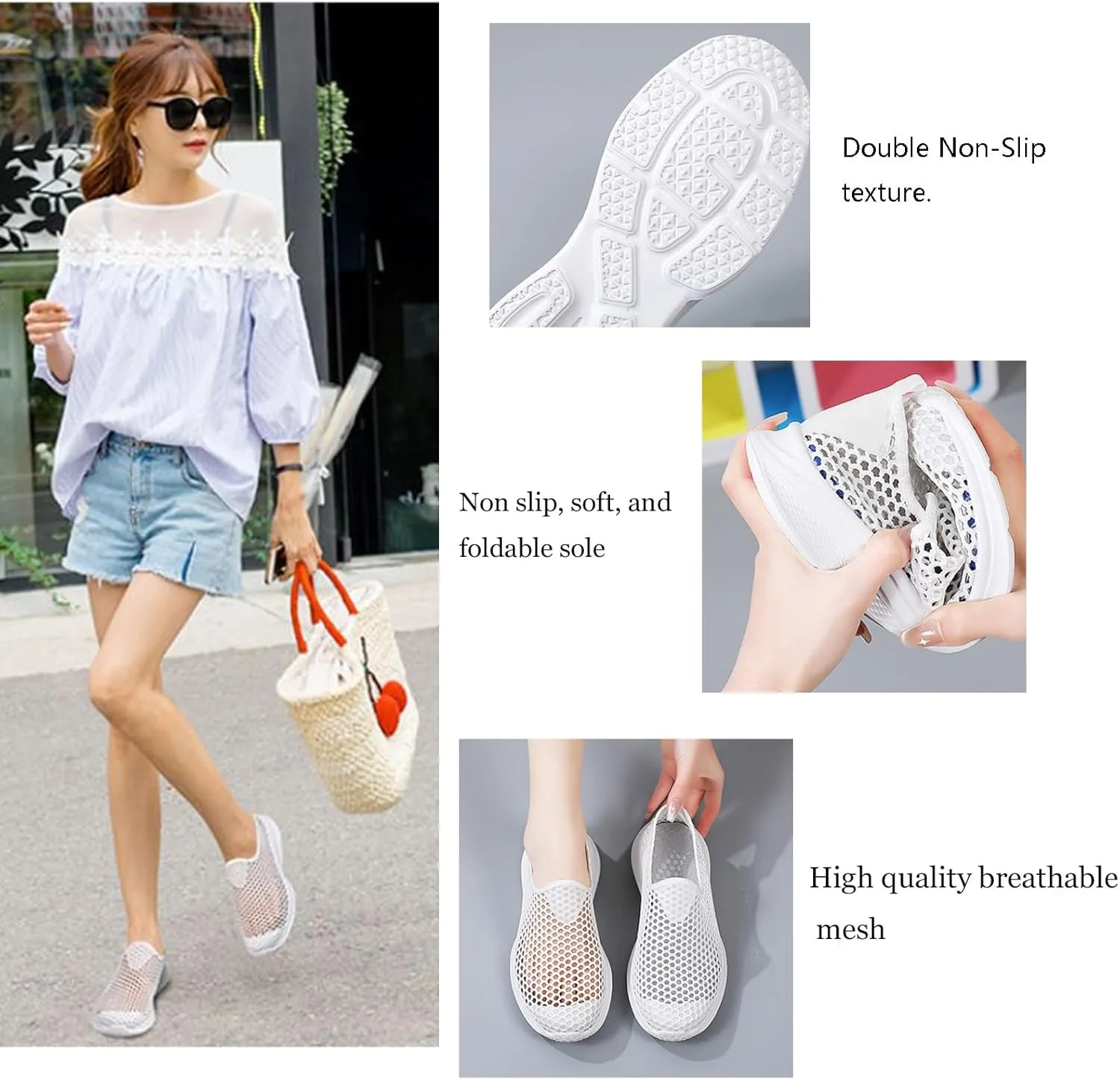 Women's Mesh Walking Shoes Breathable Slip on Shoes Fashion Lightweight Leisure Tennis Loafers Quick Drying Sneakers
