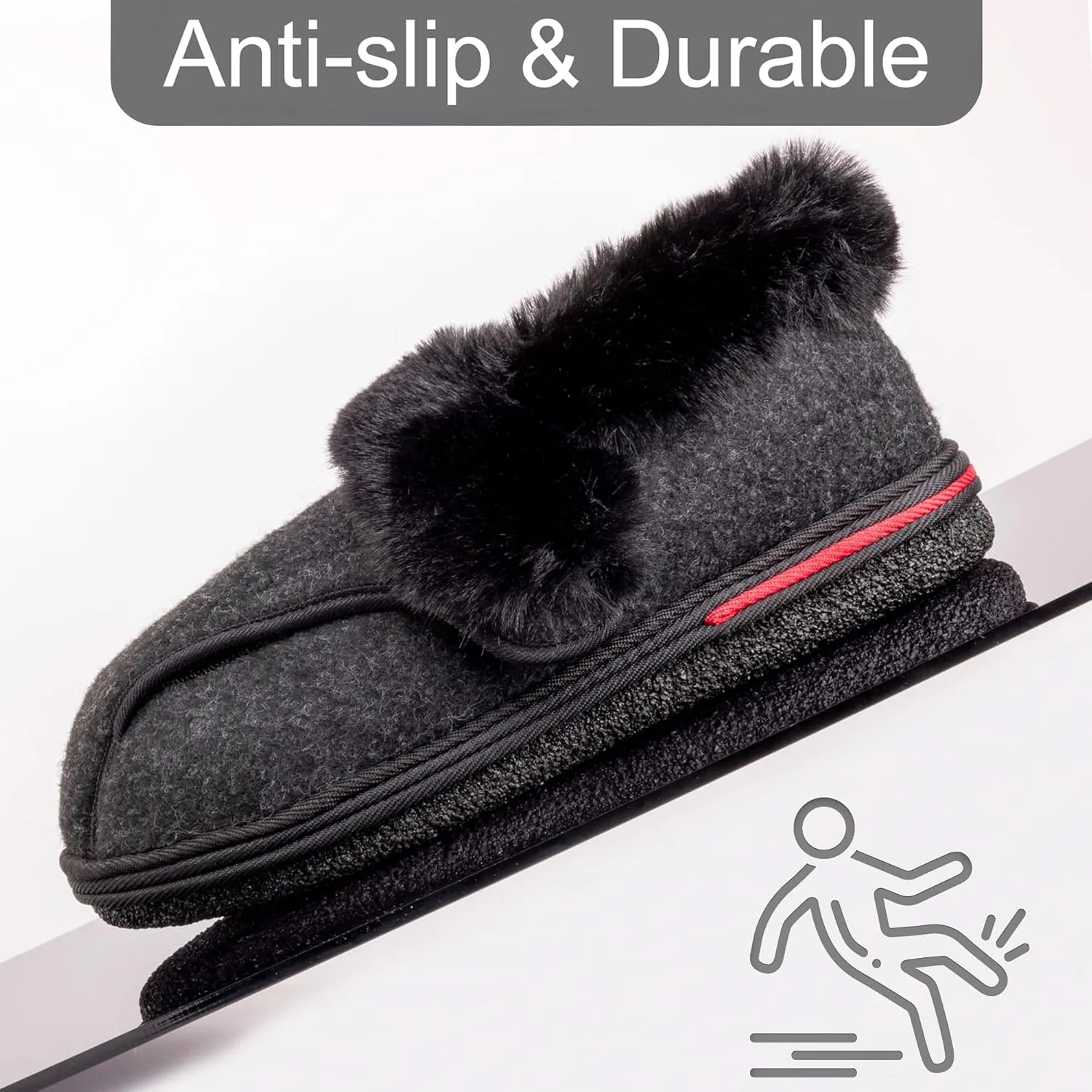 Women's Micro Suede Faux Fur Fleece Lined Cozy 80-D High-Density Memory Foam Winter Slipper Bootie Breathable House Shoes Non Skid Indoor Outdoor Sole