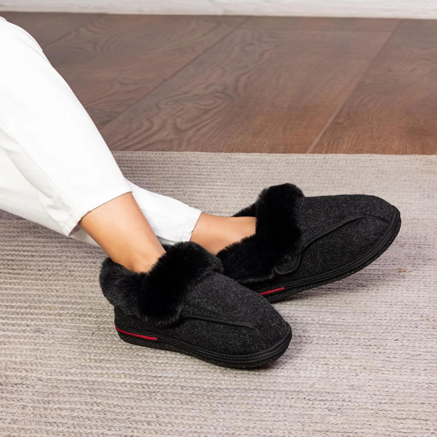 Women's Micro Suede Faux Fur Fleece Lined Cozy 80-D High-Density Memory Foam Winter Slipper Bootie Breathable House Shoes Non Skid Indoor Outdoor Sole