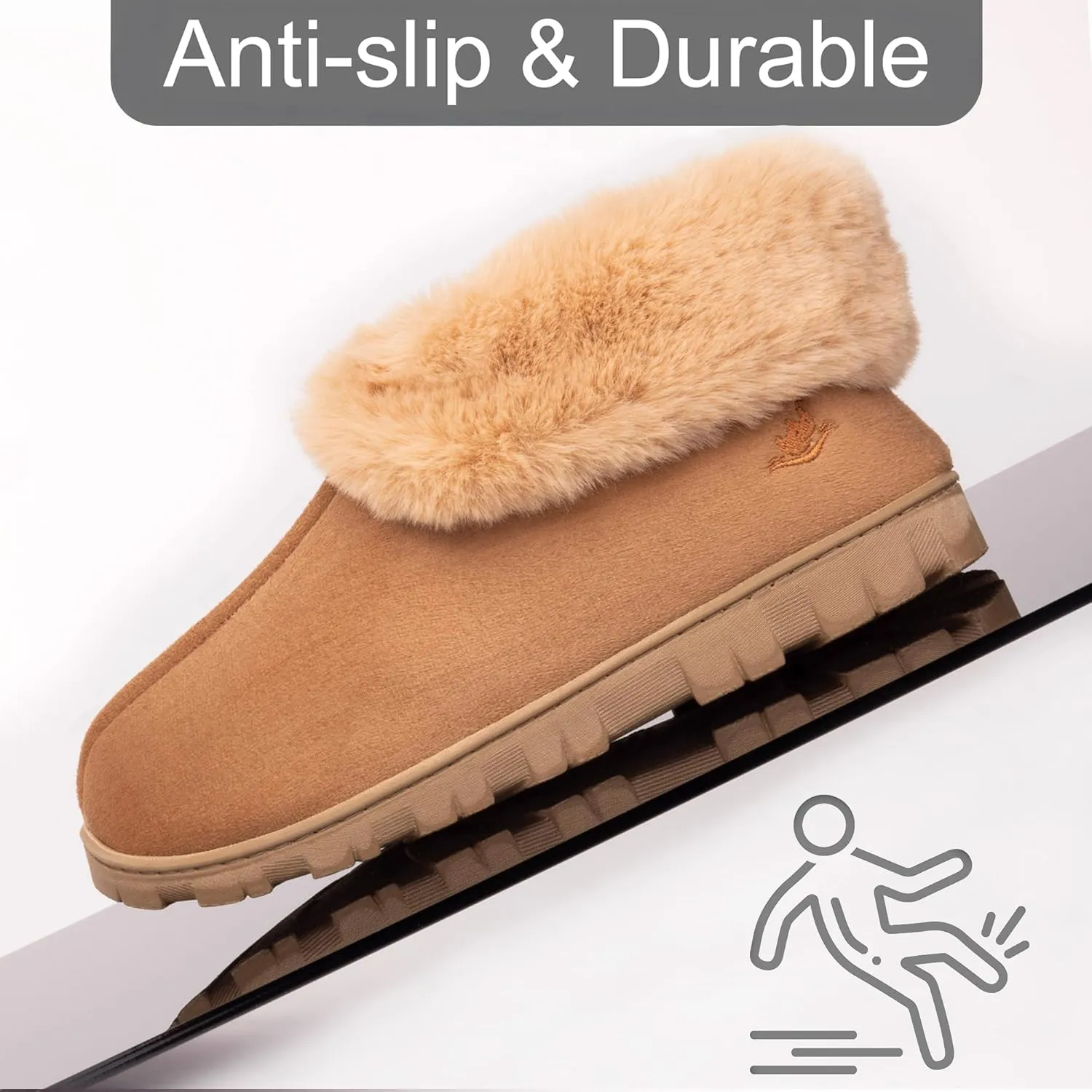 Women's Micro Suede Faux Fur Fleece Lined Cozy 80-D High-Density Memory Foam Winter Slipper Bootie Breathable House Shoes Non Skid Indoor Outdoor Sole