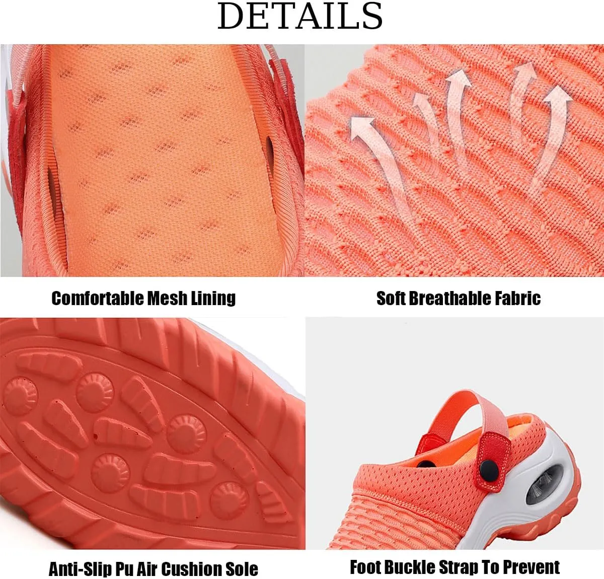 Women's Orthopedic Clogs with Air Cushion Support to Reduce Back and Knee Pressure,Mesh Shoes Slip-On Slippers
