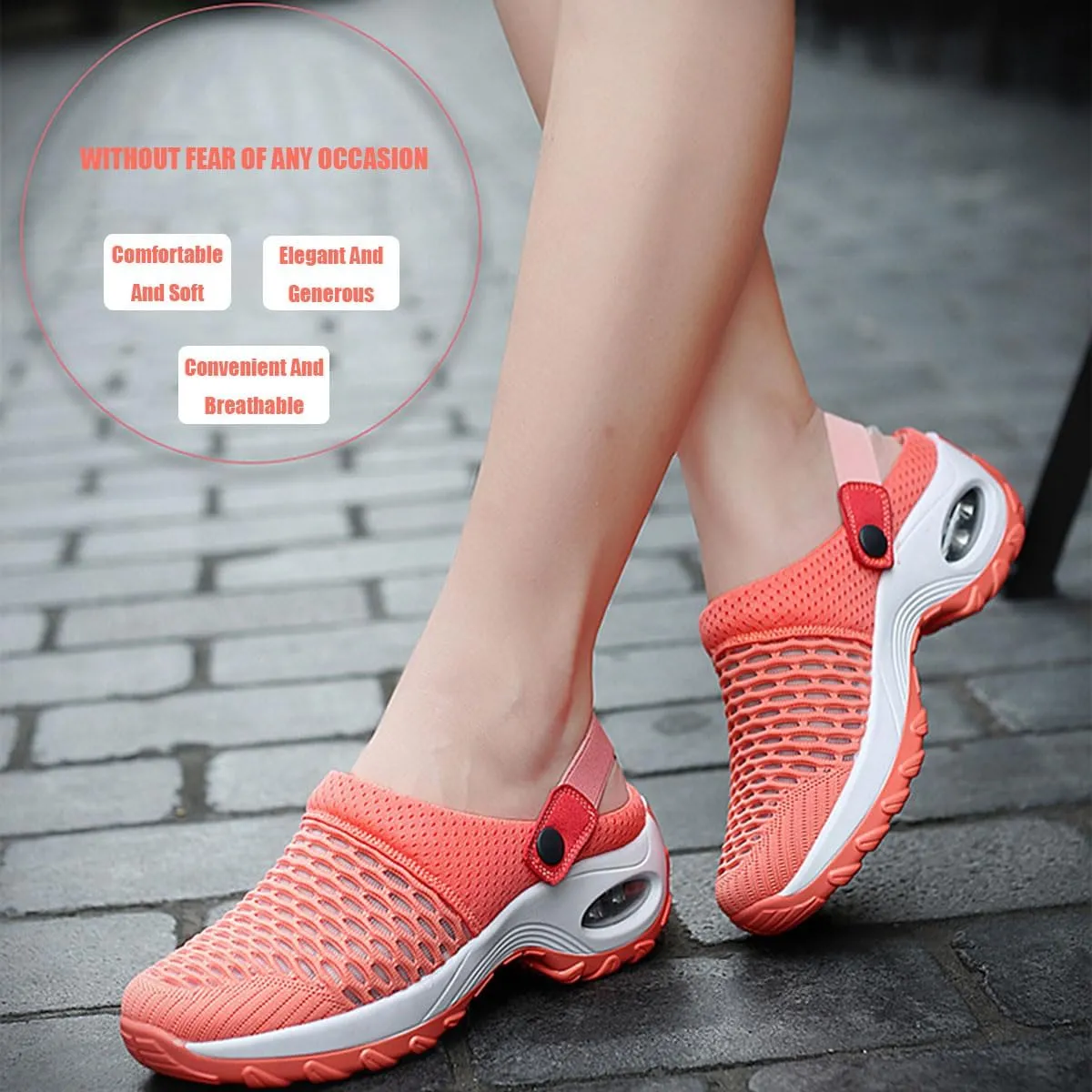 Women's Orthopedic Clogs with Air Cushion Support to Reduce Back and Knee Pressure,Mesh Shoes Slip-On Slippers