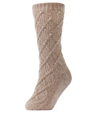 Women's Pearl Lattice Plush Lined Slipper Socks