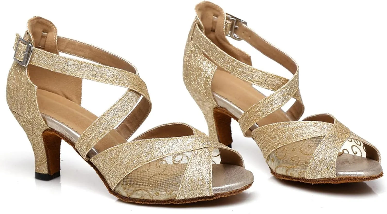 Women's Peep-Toe Breathable Mesh at Vamp Synthetic Ballroom Tango Jazz Party Wedding Practice Dance Shoes