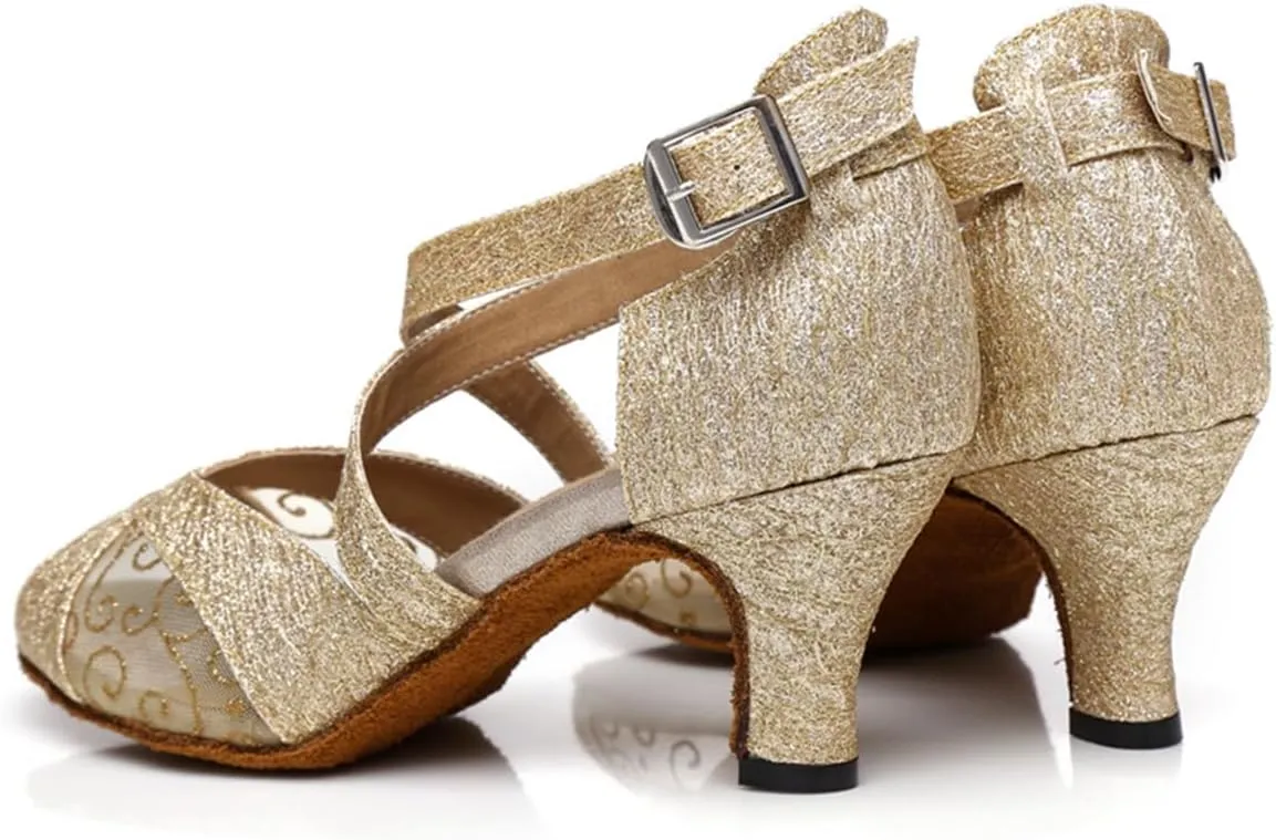 Women's Peep-Toe Breathable Mesh at Vamp Synthetic Ballroom Tango Jazz Party Wedding Practice Dance Shoes