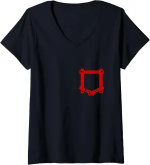 Womens Red Absolutely No Pocket Watching! Red Graphic V-Neck T-Shirt