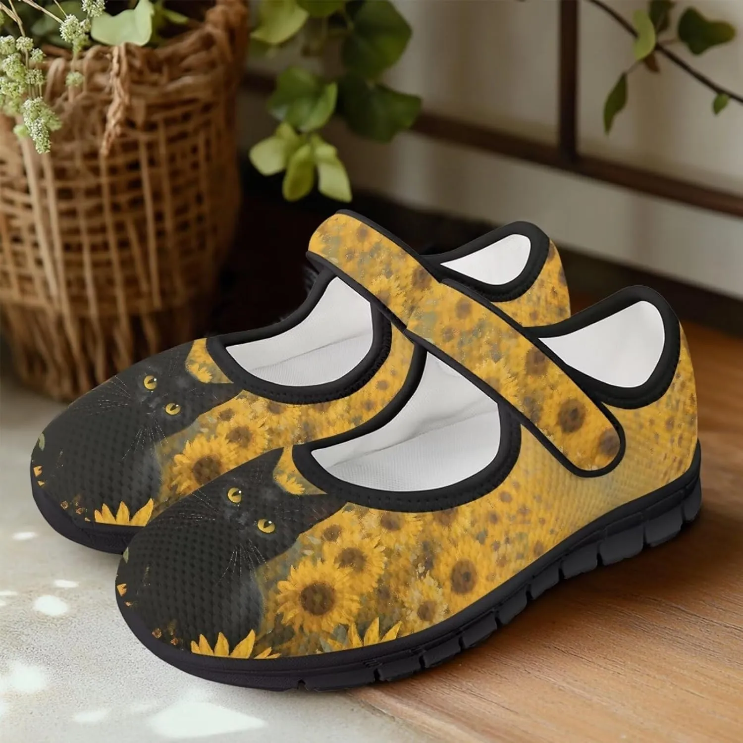 Womens Walking Shoes Breathable Mesh Casual Mary Jane Flats Non Slip Closed Toe Fashion Work Tennis Sneakers