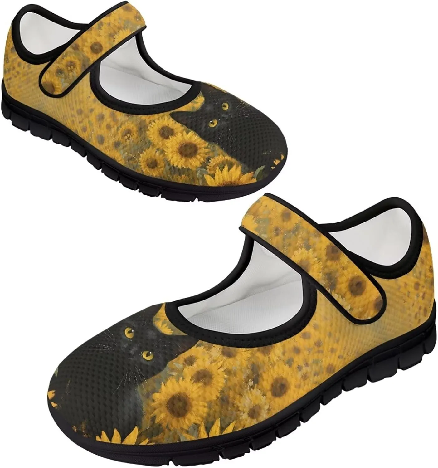 Womens Walking Shoes Breathable Mesh Casual Mary Jane Flats Non Slip Closed Toe Fashion Work Tennis Sneakers