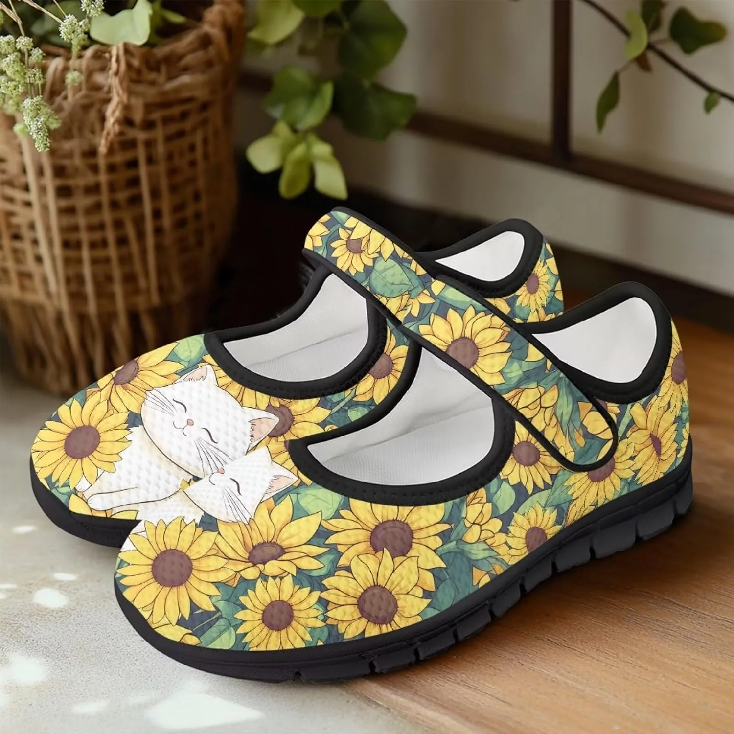 Womens Walking Shoes Breathable Mesh Casual Mary Jane Flats Non Slip Closed Toe Fashion Work Tennis Sneakers