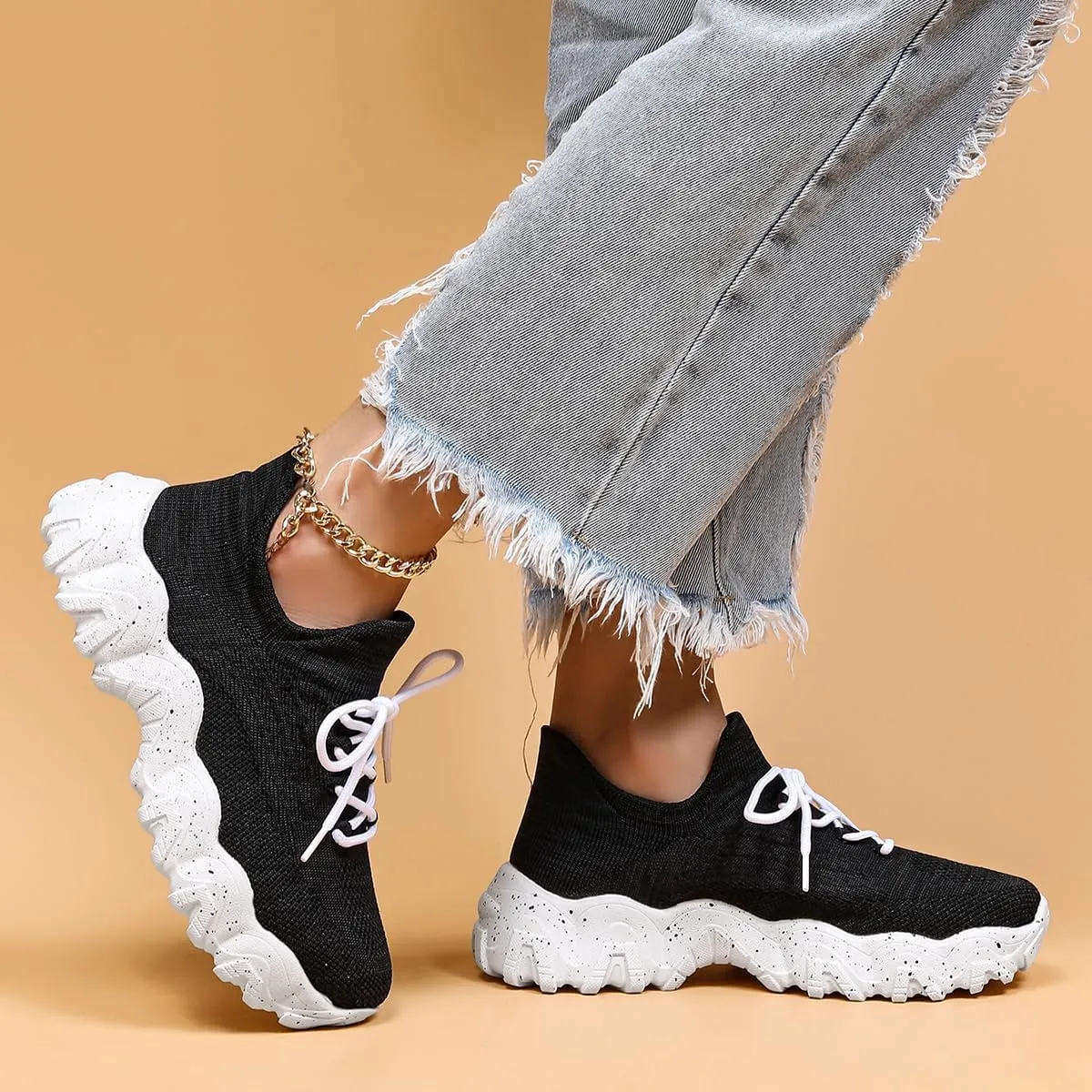 Women's Walking Shoes Slip-On Running Shoes- MD Sole Lightweight Sneakers for Women, Breathable Arch Support Running Gym Shoes