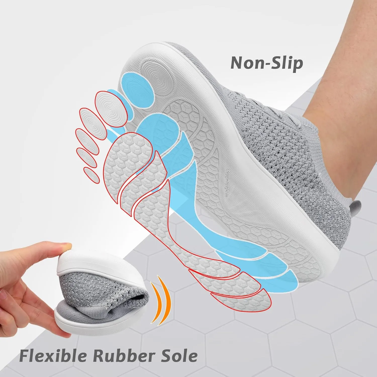 Women's Walking Shoes Wide Toe Box Diabetic Barefoot Shoes with Breathable Zero Drop Sole for Edema, Back Pain Relief