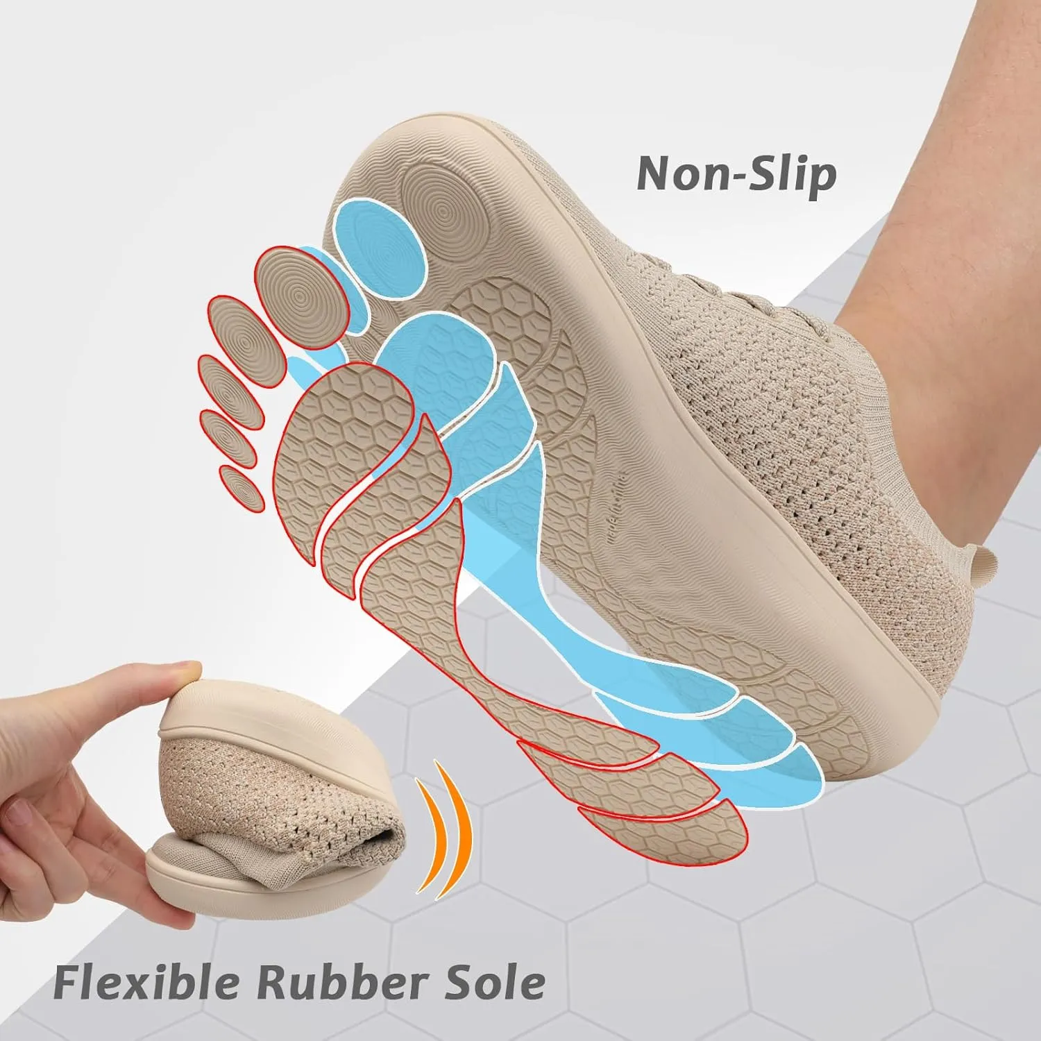 Women's Walking Shoes Wide Toe Box Diabetic Barefoot Shoes with Breathable Zero Drop Sole for Edema, Back Pain Relief