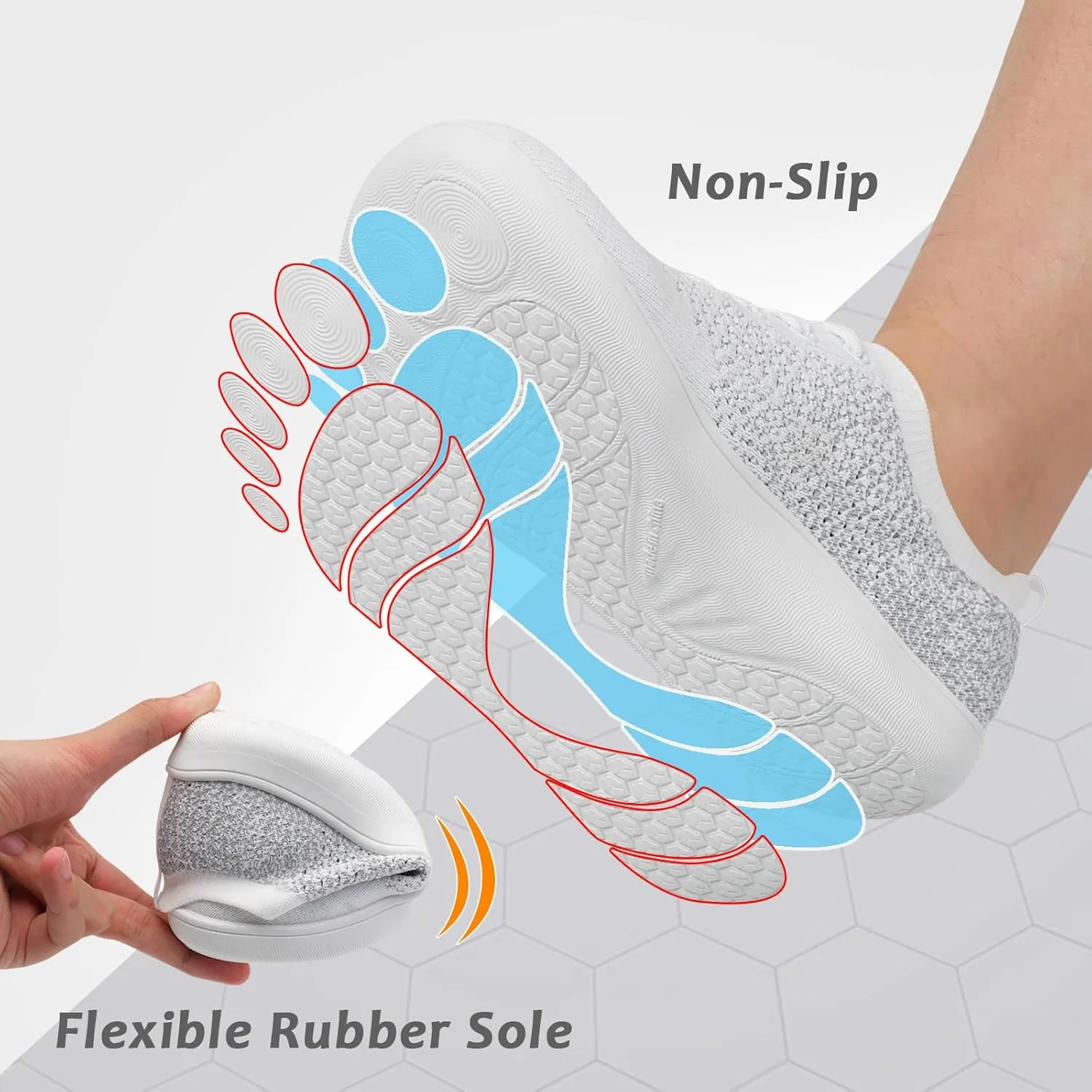 Women's Walking Shoes Wide Toe Box Diabetic Barefoot Shoes with Breathable Zero Drop Sole for Edema, Back Pain Relief