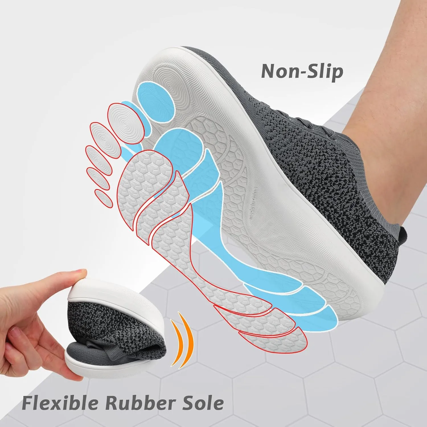 Women's Walking Shoes Wide Toe Box Diabetic Barefoot Shoes with Breathable Zero Drop Sole for Edema, Back Pain Relief
