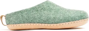 Woolly's Indoor Open Heel Slippers With Leather Sole (Jungle Green) - 43 | Premium New Zeland Wool | Handcrafted with Italian Design | Soft, Breathable & Ordor Free