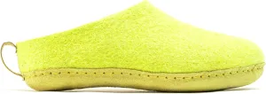 Woolly's Indoor Open Heel Slippers With Leather Sole (Lime Green) - 36 | Premium New Zeland Wool | Handcrafted with Italian Design | Soft, Breathable & Ordor Free