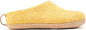 Woolly's Indoor Open Heel Slippers With Leather Sole (Mustard Yellow) - 41 | Premium New Zeland Wool | Handcrafted with Italian Design | Soft, Breathable & Ordor Free