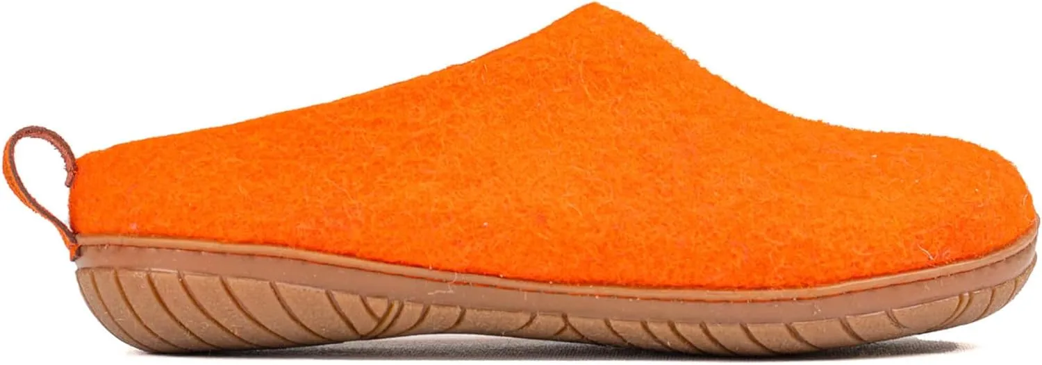 Woolly's Outdoor Open Heel Slippers With Rubber Sole (Orange) - 46 (Standard) | Premium New Zeland Wool | Handcrafted with Italian Design | Soft, Breathable & Ordor Free