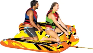 WOW Sports - Bolt Inflatable Towable Tube - 1-4 Riders - Perfect For Kids & Adults - Soft Top Deck Tube