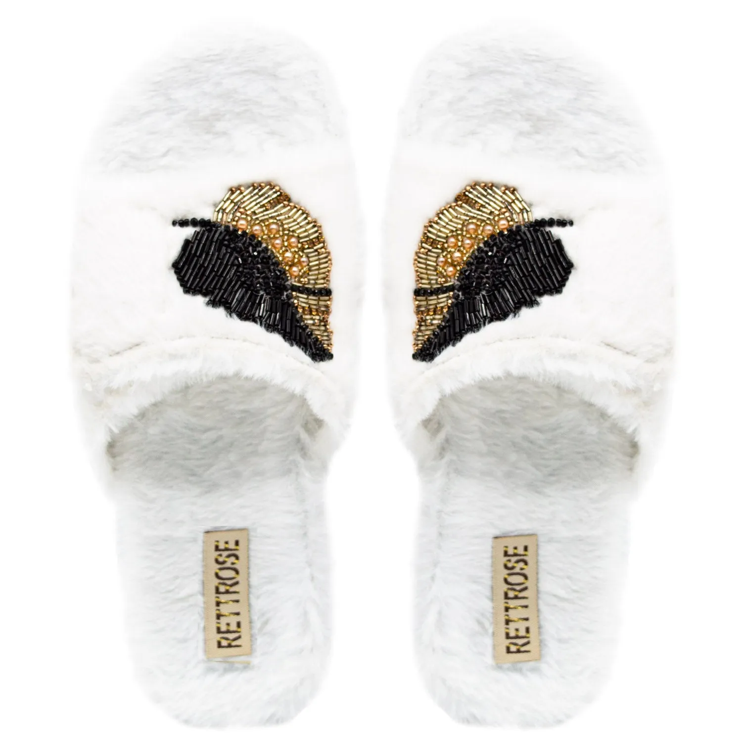 Wren Cream Luxury Plush Diamanté Embellished Handmade Slipper