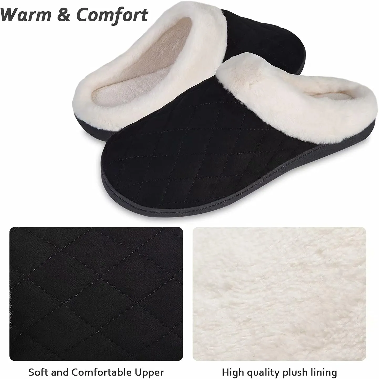 YALOX Women's Slippers Men's Warm Slippers Home Shoes Comfortable Memory Foam Anti-Slip House Cotton Shoes Indoor & Outdoor