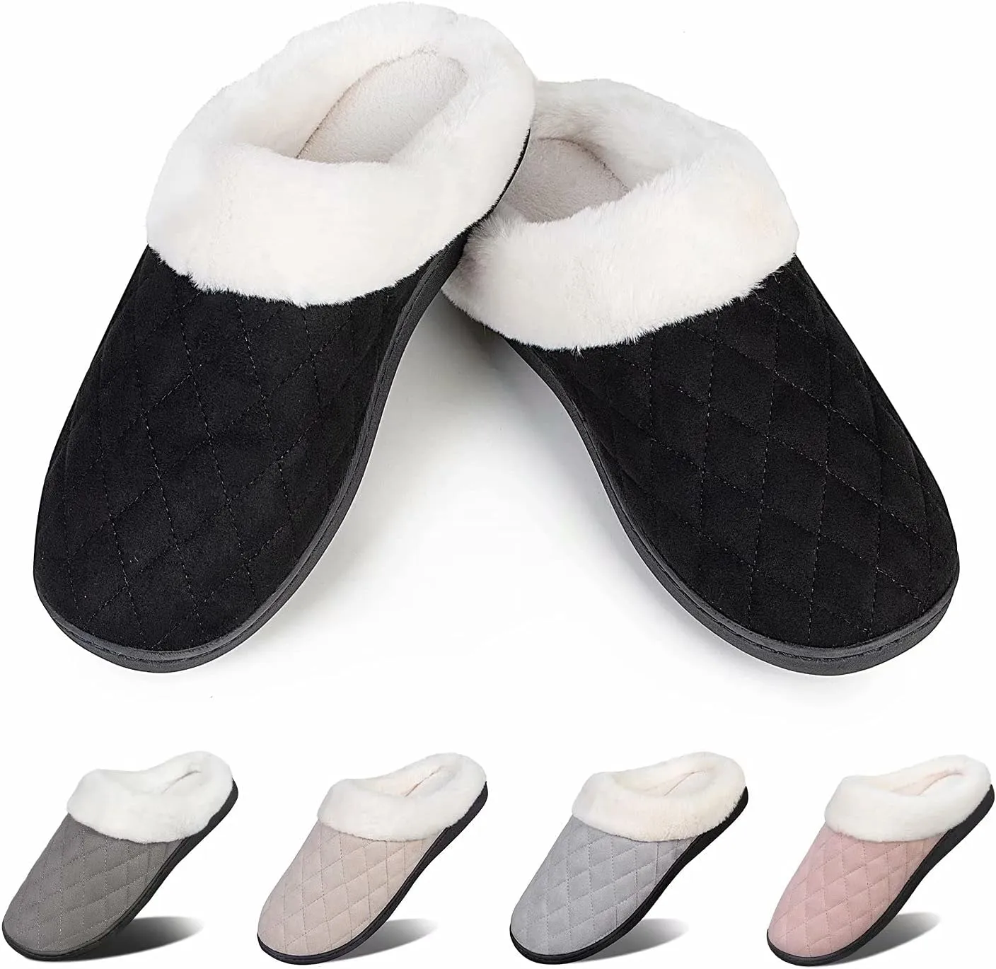 YALOX Women's Slippers Men's Warm Slippers Home Shoes Comfortable Memory Foam Anti-Slip House Cotton Shoes Indoor & Outdoor