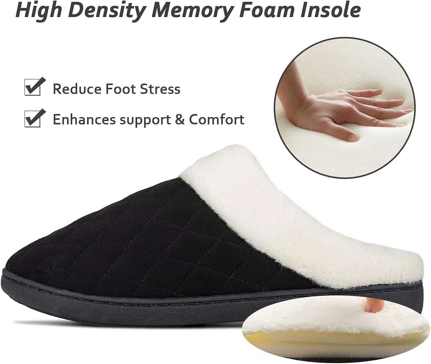 YALOX Women's Slippers Men's Warm Slippers Home Shoes Comfortable Memory Foam Anti-Slip House Cotton Shoes Indoor & Outdoor