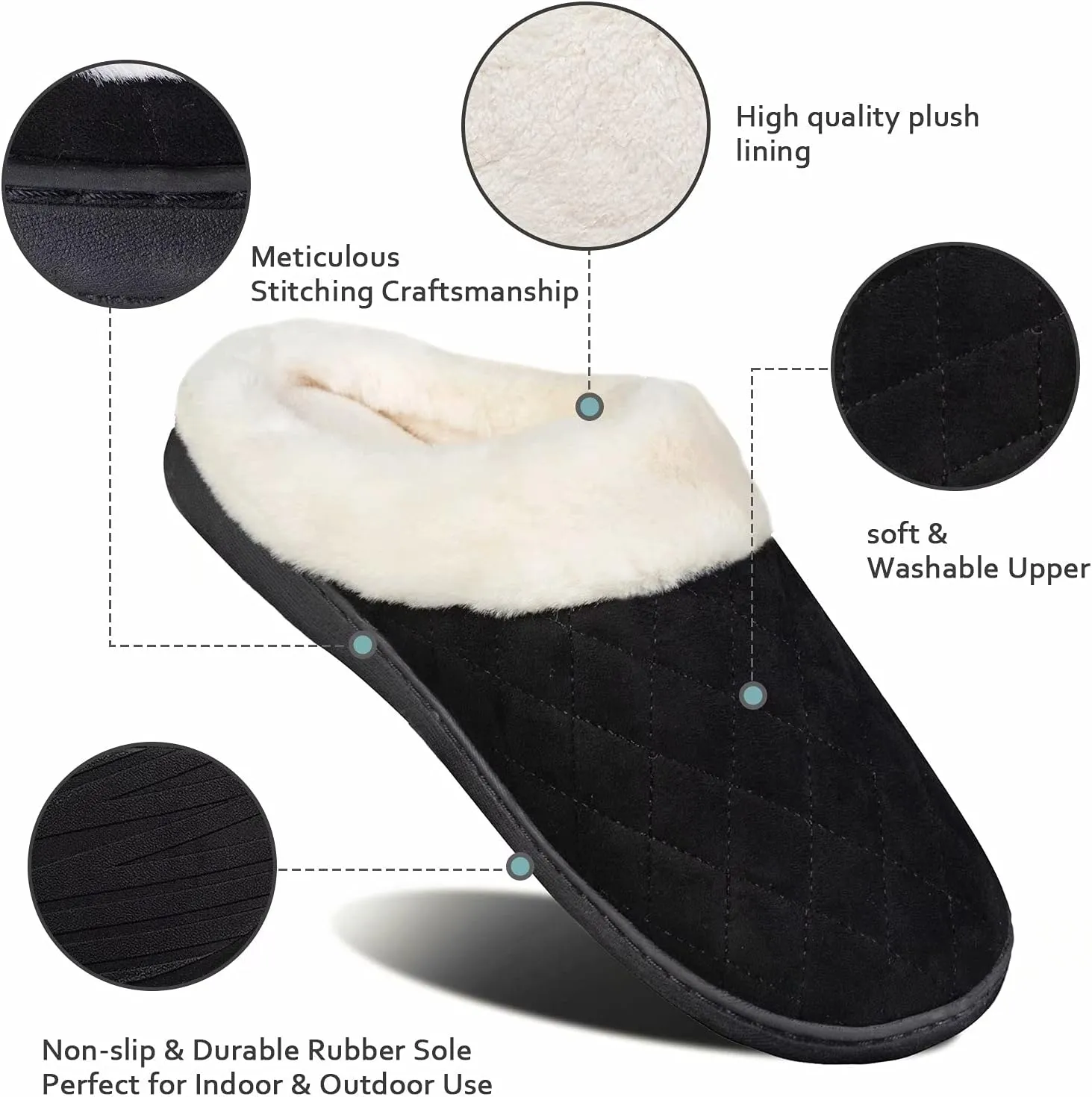 YALOX Women's Slippers Men's Warm Slippers Home Shoes Comfortable Memory Foam Anti-Slip House Cotton Shoes Indoor & Outdoor