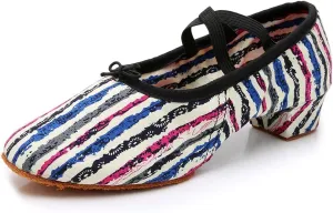 YKXLM Women's Jazz Dance Shoes Leather Professional Ballroom Salsa Practice Performance Dance Shoes,Model JS359