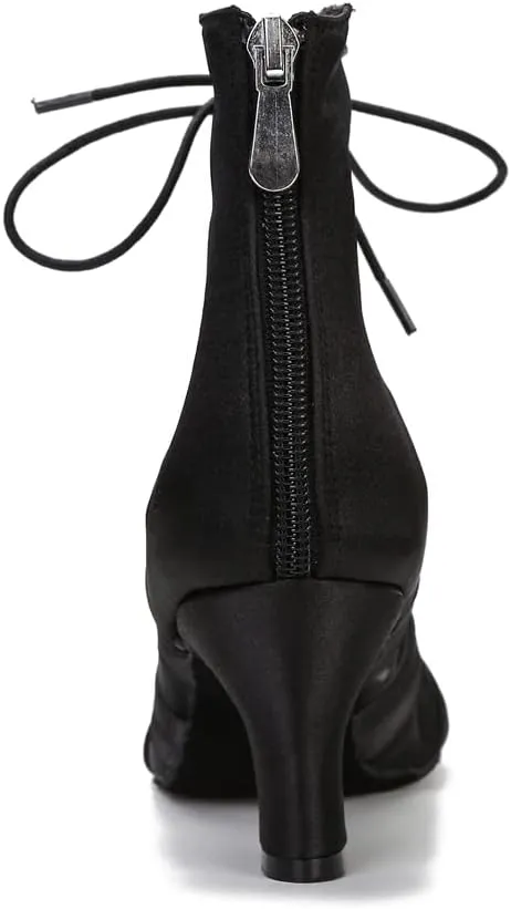 YYTing Women Ballroom Dance Boots Latin Salsa Performance Dress Practice Sandals with 2.5inch Heels YT21
