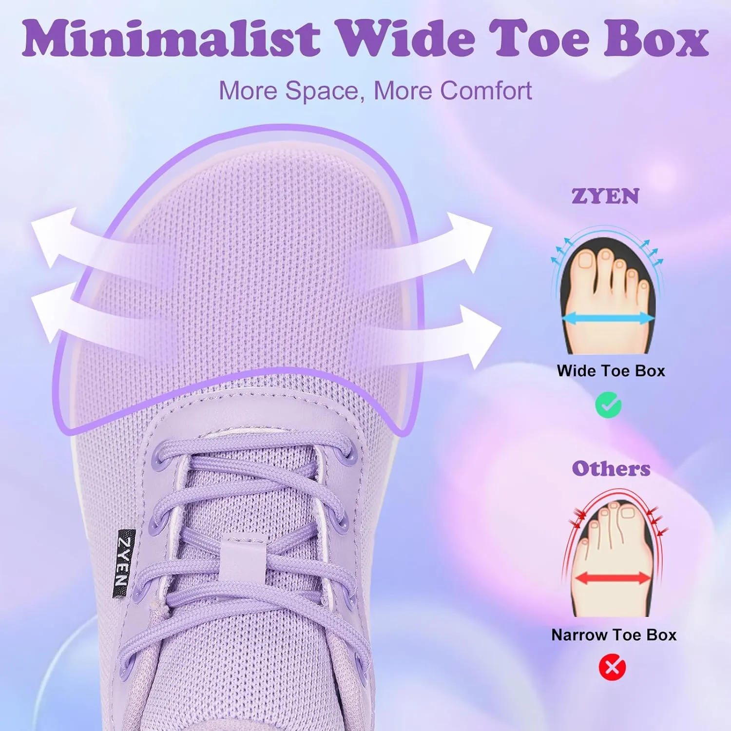 ZYEN Wide Toe Box Barefoot Shoes for Women | Wide Width Breathable Camouflage Shoes | Zero Drop Sole Fashion Non Slip Gym Sneaker Lightweight Minimalist Walking Sneaker